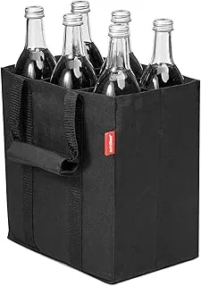 achilles Sac à Bouteilles pour 6 Bouteilles de 1,5 Litre, Sac de Transport avec séparateurs pour Bouteilles, Sac à provisions avec 6 Compartiments, 25 cm x 18 cm x 27 cm (Noir)