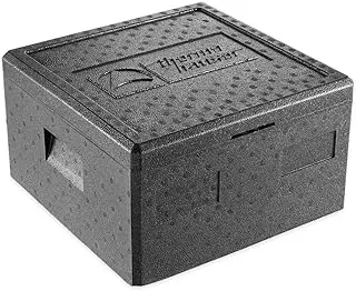 thermohauser Boîte isotherme en polypropylène expansé pour pizza Noir Avec couvercle 21,5 l 41 x 41 x 23,5 cm Pour service de livraison