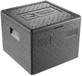 thermohauser Boîte isotherme en polypropylène expansé pour pizza Noir Avec couvercle 32,5 l 41 x 41 x 32,5 cm Pour service de livraison