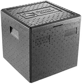 thermohauser Boîte isotherme en polypropylène expansé pour pizza Noir Avec couvercle 41,5 l 41 x 41 x 40 cm Pour service de livraison