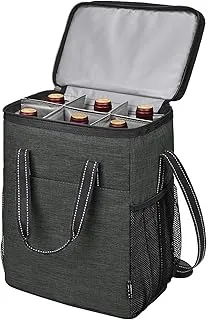 Kato Tirrinia Sac de Transport Isotherme pour 6 Bouteilles de vin, étanche et rembourré pour Pique-Nique, Camping et Voyage, pour Les Amateurs de vin, Polyester, Noir, Taille Unique