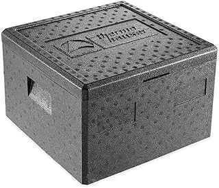 thermohauser Boîte isotherme en polypropylène expansé pour pizza Noir Avec couvercle 25 l 41 x 41 x 25,5 cm Pour service de livraison