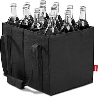 Achilles Sac de Transport 12 Bouteilles 1,5 L avec Séparateurs, 12 Compartiments, 36 x 27 x 27 cm (Noir)