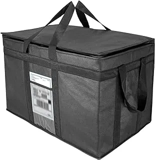 XXXL avec fermeture éclair, sacs de courses réutilisables, pour garder les aliments chauds ou froids, idéal pour la restauration, les restaurants, les épiceries, couleur noire, 58,1 x 38,1 x 35,6 cm