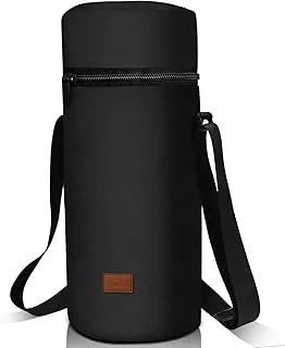 Aosbos 1,5L Grand Sac à Bouteille Isotherme pour Vin Champagne Porte-Bouteille d’Eau 1,5 litres avec Bandoulière Réglable, Style Classique & Sobre, Noir