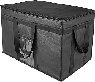 Yalin grand sac isotherme XXXL en polystyrène Sac réutilisable Double fermeture éclair Pour garder aliments chauds ou froids 58,4 x 38,1 x 35,6 cm (l x H x P) (noir, 3XL)