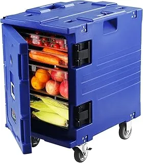 VEVOR Conteneur Isotherme sur Roulettes 90 L, Boîte de Transport en LLDPE à Chargement Frontal avec Poignées, pour Garder au Chaud ou Froid Traiteur Restauration Restaurant Cantine 447x625x755 mm