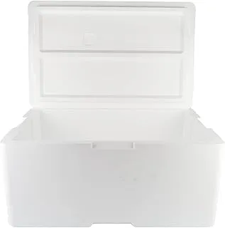 Lot de 1 grande boîte thermique blanche rectangulaire 54 x 36 cm de hauteur 28 cm + couvercle de caisse thermique contenants isothermes pour emporter fruits, légumes et autres aliments