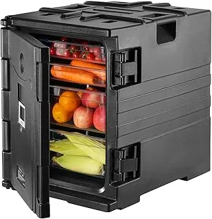 VEVOR Conteneur Isotherme 90 L, Boîte de Transport en LLDPE à Chargement Frontal, avec Poignées et Double Boucles, pour Garder au Chaud ou Froid Traiteur Restauration Restaurant Cantine 445x645x610 mm