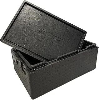 Conteneur isotherme; Boîte isolante professionnelle pour aliments chauds et froids, traiteur,EPP Box, Empilable, Transport, Noir , C - 60x40x25.7, Pratique