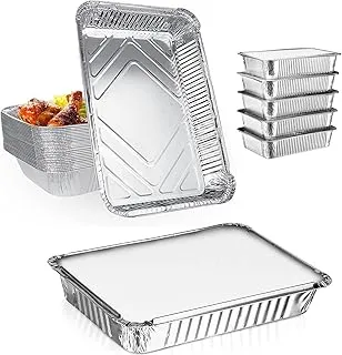 SENENQU Lot de 30 Barquette Aluminium avec Couvercle 2.2L, 2200ML Barquette Alimentaire Jetable avec Couvercle, Barquette En Aluminium Jetables Pour Barbecue la Cuisson Grillage Cuisine Restauration