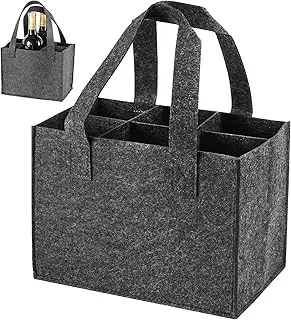 Sac à Vin en Feutre Porte Transport pour 6 Bouteilles Séparateurs pour Champagne, Bière et Boissons