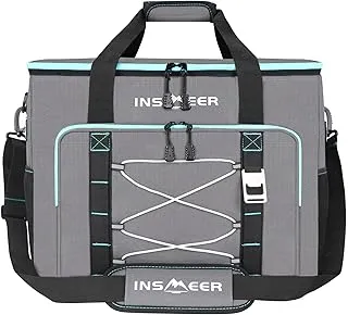 INSMEER Grand Sac Isotherme 48L/55 L, 65/80 Cans, Sac à Glace Anti-Fuite Pliable avec décapsuleur, Taille XXL, pour Camping, Plage, Pique-Nique