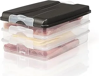 Hausfelder Lot de 3 boîtes à charcuterie empilables pour réfrigérateur avec couvercle (3 x plates)