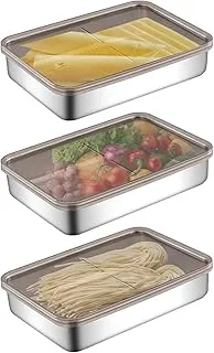 Jeu de 3 récipients à charcuterie, avec Couvercle et Corps Amovibles, Boîte de Stockage avec Couvercle,Convient pour Conserver Produits Carnés, fabriqués en Acier inoxydable