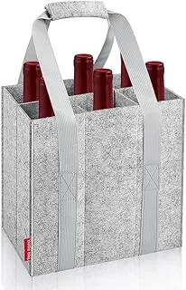Sac à Bouteilles 6 Compartiments, Sac à Vin avec Poignée, Sac de Rangement Réutilisable Porte Bouteille pour Vin et Champagne, 27cm x 18cm x 27cm - Gris