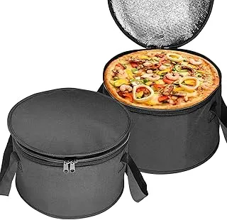 Yalin Lot de 2 sacs à déjeuner ronds de 31,5 x 20,8 cm, isothermes et sacs de transport réutilisables pour repas-partage de gâteaux et cocottes (couleur noire)