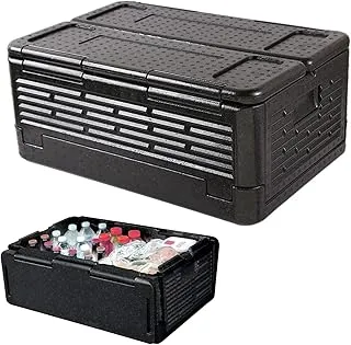 Boîte Isotherme Pliable 40L, Glacière Isotherme avec Couvercle Intégré, Warm Halten Oder Kalt, Multifonction Boite Traiteur pour Camping, Pique-niques, Transport des Aliments, Noir, 60 x 41 x 25 cm