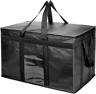 Yalin Grand sac isotherme en polystyrène pour conserver les aliments chauds ou froids, sac de transport réutilisable à double fermeture éclair pour les courses, 58,4 x 38,1 x 35,6 cm (l x L x H), Noir