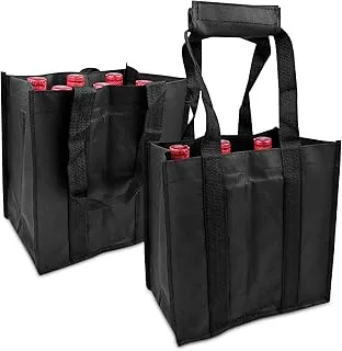Newpop 2 Pièces Porte Bouteille, Sacs pour Bouteilles avec 6 Compartiments, Weinflasche Tasche Réutilisable, Sac Porte-Bouteille de Vin Portable, Sac de Transport pour Bouteille de Vin pour Les Fêtes