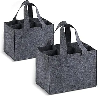 2 Pcs Sac à Vin en Feutre 6 Compartiments, Sac à Bouteilles pour 6 Bouteilles, Porte Bouteille Vin, Sac Bouteille Vin, Porte-Bouteilles, Sac de Transport avec Poignée Réutilisable pour Vin Champagne
