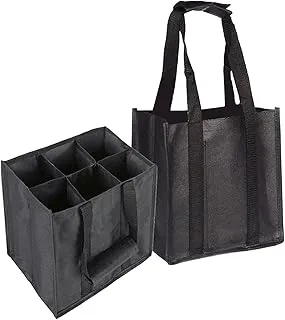 Sac pour 6 bouteilles de 1,5 l, porte-bouteilles, séparateurs, 6 compartiments, idéal pour les courses et les produits vides, 27 x 18 x 27 cm