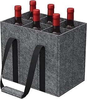 Lifewit Sac Bouteille avec Poignées, Porte Bouteille en Feutre Robuste avec 6 Compartiments, Sac de Transport pour 6 Bouteilles de 1,5 L de Vin, Bière, Champagne, 30 x 20 x 26 cm