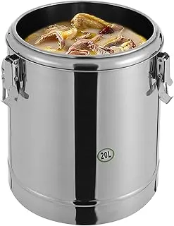 Récipient Isotherme de Transport Professionnel 20 L, Marmite Isotherme à Soupe Inox 304, Isolation 12 H, Couvercle Hermétique, Pour Restaurants, Pique-niques, Cuisine