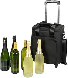 Koala Spain - Trolley Isotherme Pliable pour 6 Bouteilles de vin | Sac de Voyage Compact et Isolant 3 en 1 | Porte-vin avec Compartiments rembourrés | Transport Facile | Noir