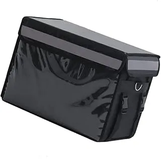 ABOOFAN Boîte à Emporter Isotherme 32l en Tissu Oxford Imperméable Noir, Maintien Au Chaud Froid, Caisse Alimentaire Solide pour Livraison Et Pique-niques,