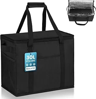 Sac isotherme avec fond renforcé, 30L Grande sac de pique-nique, Sacs de courses pliables durables, Sac isotherme très isolé pour les courses, pique-nique, camping, plage, barbecue