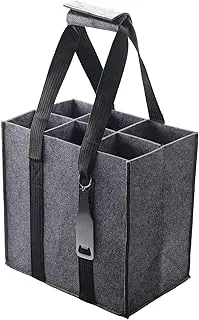 Sac à Bouteilles pour 6 Bouteilles - Sac à Vin avec Poignée et avec apribottiglie inclus - Sac de Rangement Réutilisable Porte Bouteille pour 1,5 L de Vin et Champagne (27 x 18 x 27 cm, Gris)