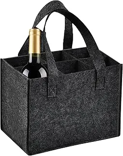 Sac à Bouteille pour 6 Compartiments, Sac à Porte Bouteille en Feutre avec Poignée, Weinflasche Tasche Réutilisable, pour Champagne et Bière(25x18x16 CM)