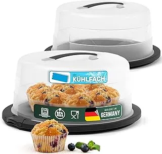 Novaliv Lot de 2 boîtes de transport à gâteau avec compartiment isotherme et récipient à muffins (rondes, 38 x 33,5 x 17,5 cm), boîte de rangement avec couvercle pour gâteaux et tartes, boîte de