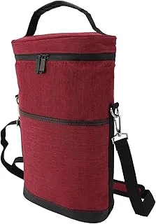 Aramox Caisse à Vin Portable, Porte-Vin isolé étanche avec Poignée, Sac Isotherme pour 2 Bouteilles de Vin pour Fêtes et Pique-niques, Matériau en Toile Facile à Transporter (rouge)