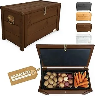 BOGATECO Boîte de jardin en bois avec couvercle | Récipient isotherme | Caisse isotherme pour ranger fruits et légumes 55 l | Compartiments réglables 79 x 46 x 39 cm