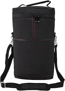 Sac Isotherme étanche à 2 Bouteilles pour Voyage, Dégustation de Vin, Fêtes, Pique-niques | Caisse à Vin Portable en Toile Durable pour Rouges et Blancs (Noire)