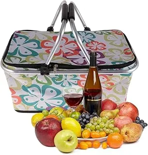 Boîte Thermique Pliable 30L Grosse Capacité Panier Isotherme de Rangement en Tissu Oxford Portable et Léger pour Pique-Niques Camping et Transport Alimentaire en Extérieur